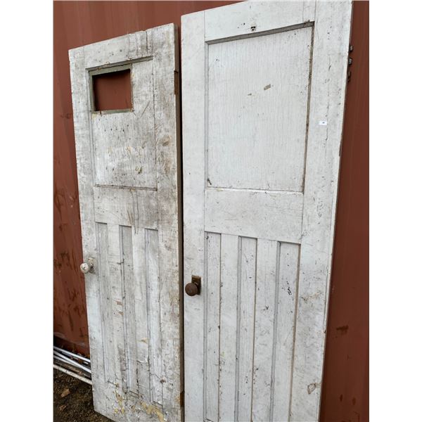 Pair of Antique White Wooden Doors
