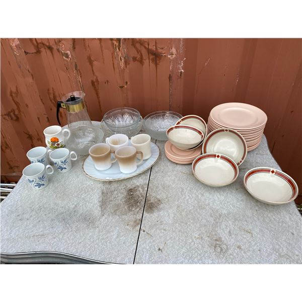 Vintage Pink & Cream Dishware Lot