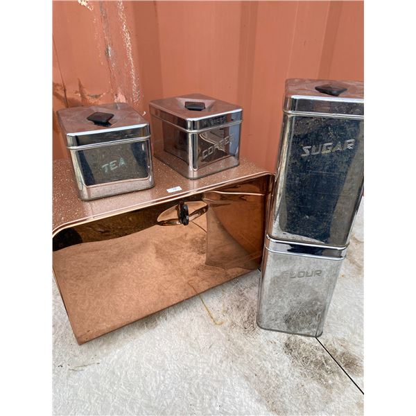 Retro Chrome & Copper Canister Set