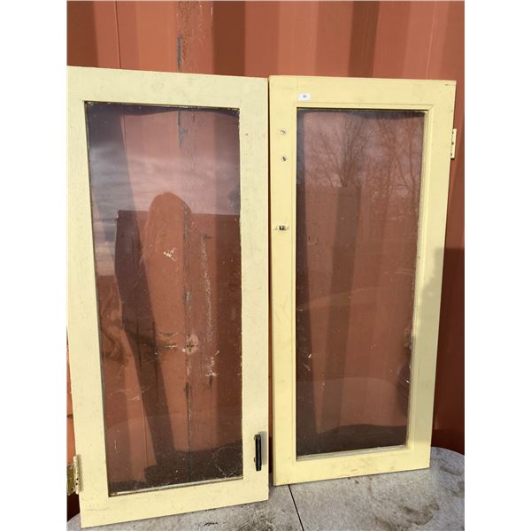 Pair of Vintage Yellow-Painted Cabinet Doors