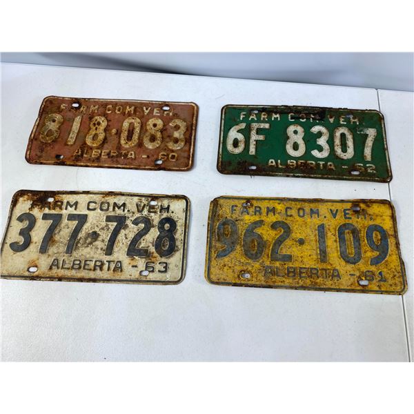 Set of 4 Alberta Farm Vehicle Plates 1960 63