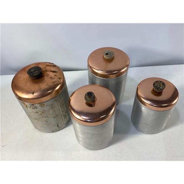 Vintage Aluminum & Copper Canister Set