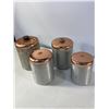 Image 2 : Vintage Aluminum & Copper Canister Set