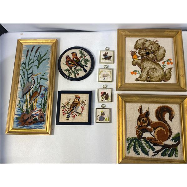 Framed Needlepoint Art Lot