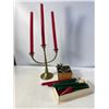 Image 1 : Brass Candelabra & Candle Lot