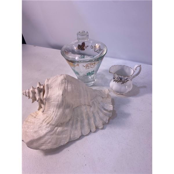 Decorative Shell, Glass Jar & Mini Pitcher
