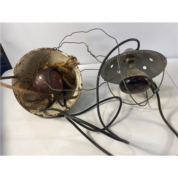 Vintage Heat Lamp & Metal Barn Light Lot