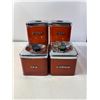 Image 1 : Vintage Red Metal Canister Set