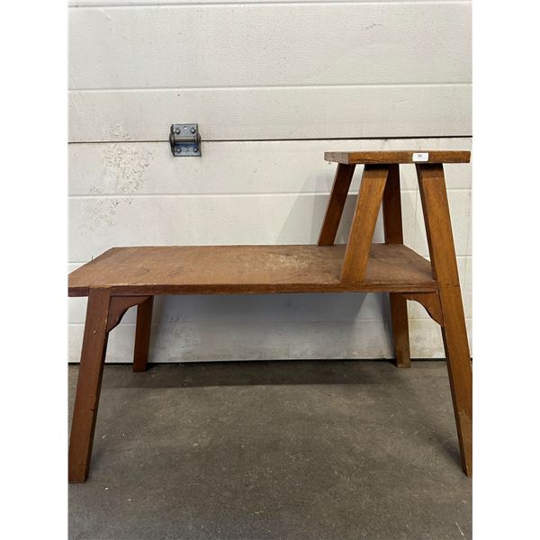 Mid-Century Wooden Two-Tier Bench/Table