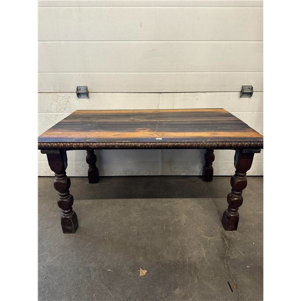 Vintage Turned-Leg Wooden Table