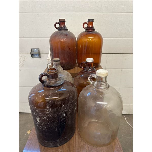 Lot of 6 Vintage Glass Jugs