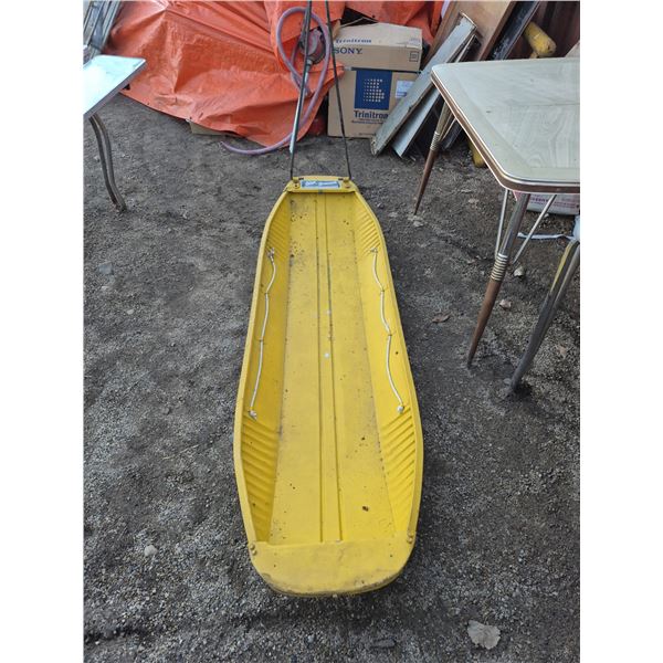 Vintage “Snow Skimmer” Yellow Metal Sled with tow bar