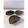 Image 4 : Set of Three Cast Iron Sad Irons with Wooden Handles
