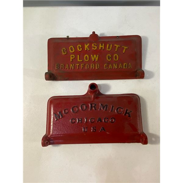 Pair of Cast Iron Tractor Engine Covers  Cockshutt & McCormick