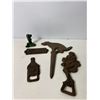 Image 2 : Cast Iron Humorous & Figurative Lot: Bottle Openers, Mermaid & Dog Stake