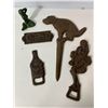 Image 3 : Cast Iron Humorous & Figurative Lot: Bottle Openers, Mermaid & Dog Stake