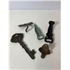 Image 4 : Cast Iron Decorative Lot: Bottle Openers, Key Hook & Dragonfly Hook