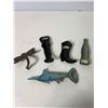 Image 3 : Cast Iron Bottle Opener & Hook Lot: Lobster, Boot, Dragonfly & Fish