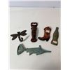 Image 4 : Cast Iron Bottle Opener & Hook Lot: Lobster, Boot, Dragonfly & Fish