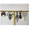 Image 1 : Cast Iron Coastal & Western Lot: Octopus Hook, Lobster Opener, Flip-Flop Hook & Horseshoe