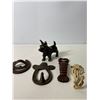 Image 2 : Cast Iron Western & Coastal Lot: Seahorse, Scottie Dog, Horseshoe Hooks & Lobster Opener