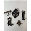 Image 2 : Cast Iron Western & Decorative Lot: Star Knocker, Boot & Lobster Openers, Dragonfly Hook