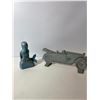 Image 2 : Cast Iron Decorative Lot: Blue Mermaid Figure &  Car
