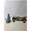Image 3 : Cast Iron Decorative Lot: Blue Mermaid Figure &  Car