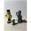 Image 4 : Cast Iron Figurines Lot: Large & Small Mermaids with MR Peanut Character
