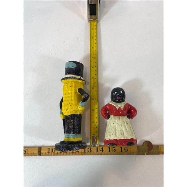 Cast Iron Character Bank Pair, MR Peanut & lady