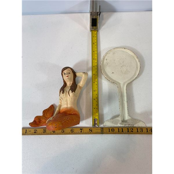 Cast Iron Mermaid and Coca-Cola Display Pair