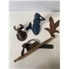 Image 3 : Cast Iron Mixed Lot “ Moose Head, Mermaid, Eagle, and Tool