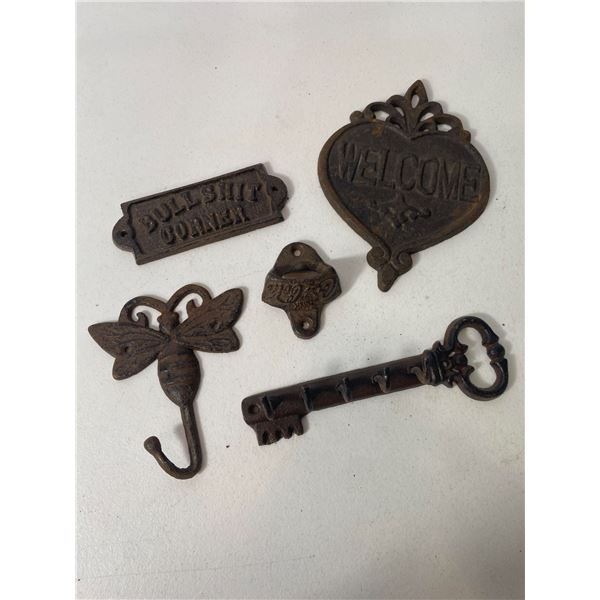 Victorian Style Wall Plaque, Key Hook and Dragonfly Hook Lot