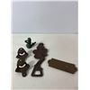 Image 4 : Cast Iron Decorative Lot: Mermaid Figures, Bottle Openers and Novelty Sign