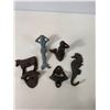 Image 1 : Cast Iron Decorative Lot: Mermaid Figures, Seahorse Hook and Bottle Openers
