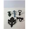 Image 1 : Cast Iron Decorative Lot: Hooks, Mermaid Figure and Star Door Knocker