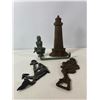 Image 3 : Cast Iron Decorative Lot: Mermaid Hook, Lighthouse, Mermaid Anchor and Lady Opener