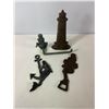 Image 4 : Cast Iron Decorative Lot: Mermaid Hook, Lighthouse, Mermaid Anchor and Lady Opener