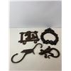 Image 1 : Cast Iron Decorative Set - Lizard Hook, Western Boots Rack, Wreath Plaque & Bird Hook