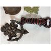 Image 7 : Cast Iron Decorative & Bottle Opener Lot: Mermaid Sign, Deer Mount & More