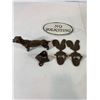 Image 3 : Cast Iron Lot: Dachshund Figure, Rooster Openers, Pepsi Opener & "No Soliciting" Sign
