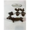 Image 4 : Cast Iron Lot: Dachshund Figure, Rooster Openers, Pepsi Opener & "No Soliciting" Sign