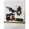 Image 1 : Cast Iron Western & Novelty Lot: Cowboy Ring, Captain Opener, Boot Opener, Gator & Horse