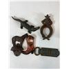 Image 3 : Cast Iron Western & Novelty Lot: Cowboy Ring, Captain Opener, Boot Opener, Gator & Horse