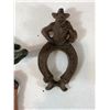 Image 4 : Cast Iron Western & Novelty Lot: Cowboy Ring, Captain Opener, Boot Opener, Gator & Horse