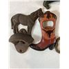 Image 6 : Cast Iron Western & Novelty Lot: Cowboy Ring, Captain Opener, Boot Opener, Gator & Horse