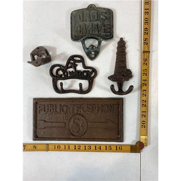 Public Telephone Sign and Cast Iron Openers Group