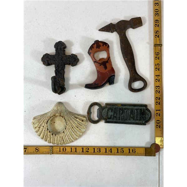 Cast Iron Western Boot and Hammer Openers Group