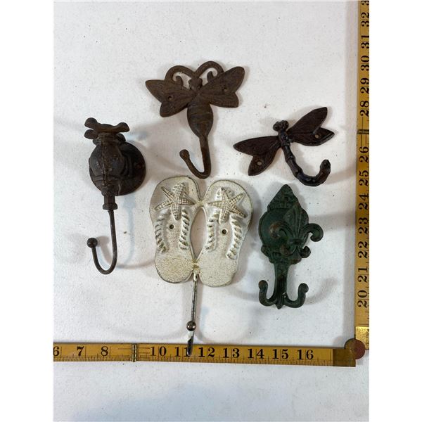Butterfly and Dragonfly Cast Iron Hooks Group