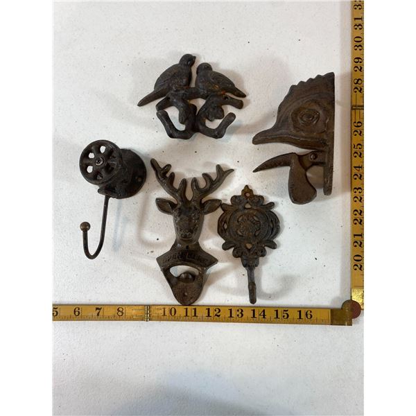 Cast Iron Bird, Rooster and Floral Hook Assortment
